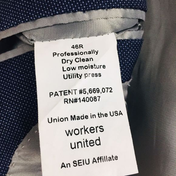 HART SCHAFFNER MARX Men's Navy Blue Sport Coat Blazer USA 100% Wool Size 46 Reg - Picture 10 of 10